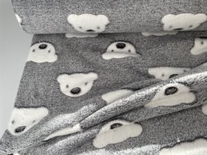 Koralfleece -  bamser i mellem grå, meget blød